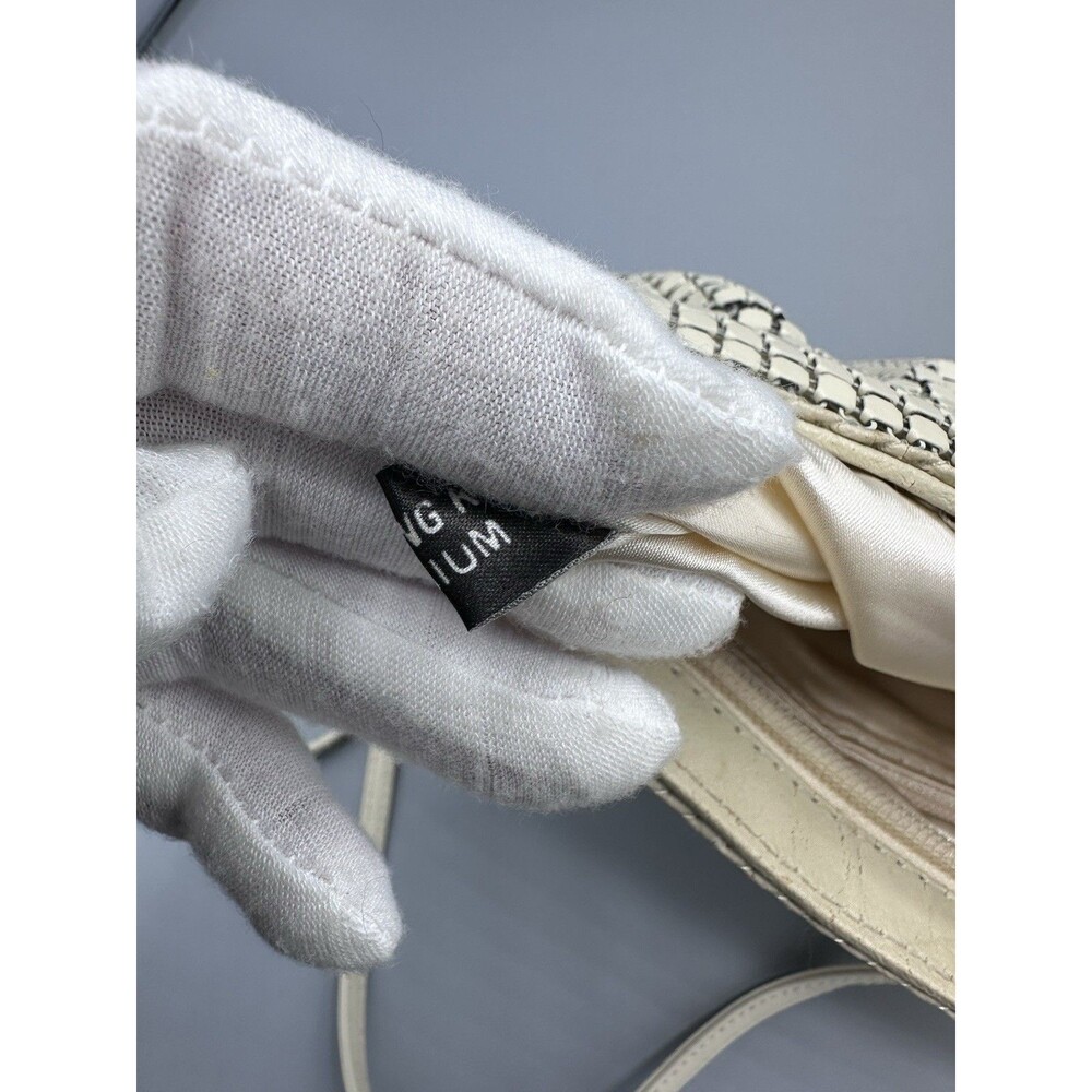Vintage Aluminum Metal Mesh Cream/White‎ Classic Shoulder  Bag Satin Lining - Picture 9 of 13
